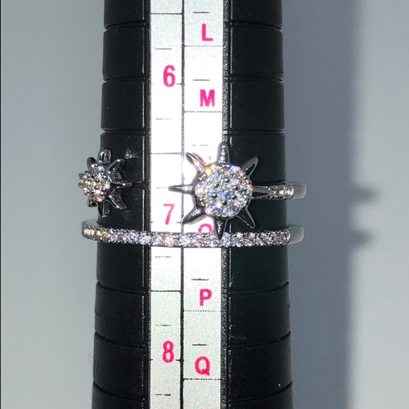 🆕PP Double Suns Double Band AAA Pave Cz Size 7.5 - Picture 2 of 7